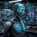 Futuristic AI robot with glowing blue neural chest and holographic interfaces in a high-tech lab, representing AI technology in 2026