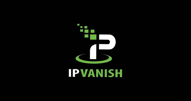 IPVanish VPN logo green and white stylized P with pixel accents and curved base above text