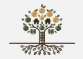 Income hierarchy tree diagram of financial growth illustration with money roots, education, home ownership and wealth fruits