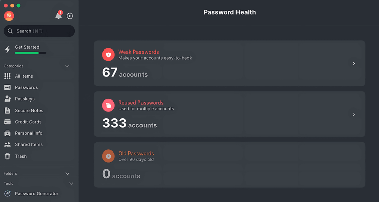 NordPass Mac Password Health ui
