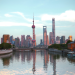 Shanghai Pudong skyline at dusk reflected in the Huangpu River, featuring the iconic Oriental Pearl Tower